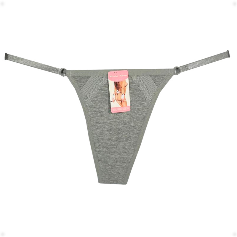 Tanga Colaless Ajustable De Algodón Gris