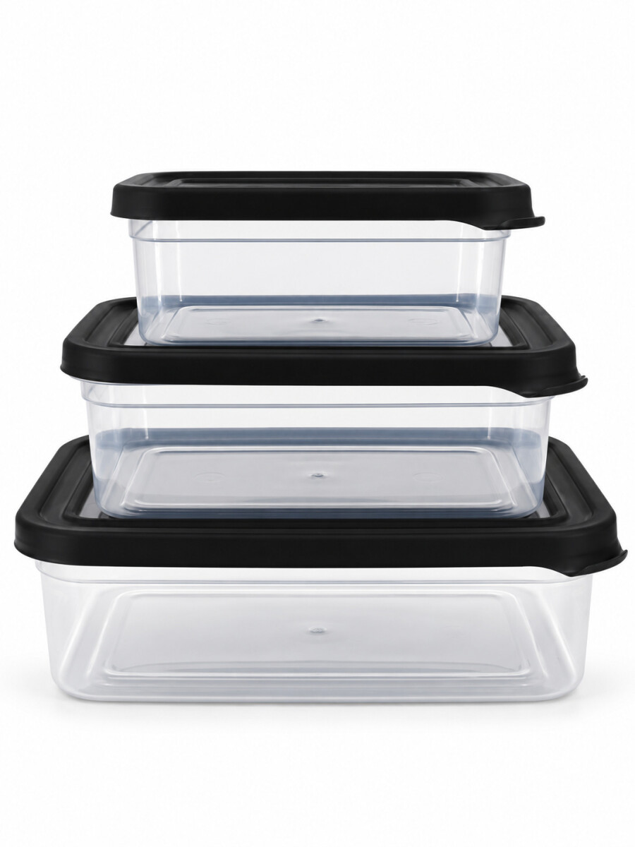 CONTENEDOR DE ALIMENTOS PACK X3 - GRIS OSCURO 