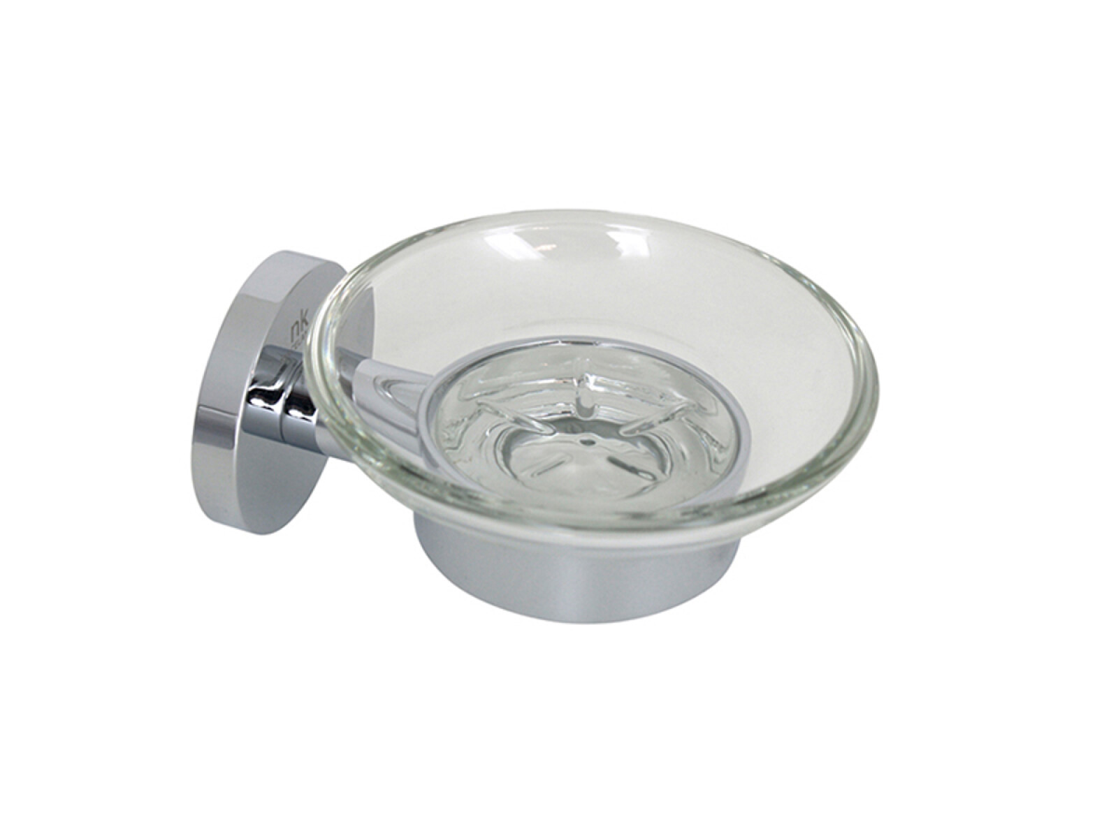 Pieza De Vidrio Con Base Porta Cepillo Metal Cromo Brillo 