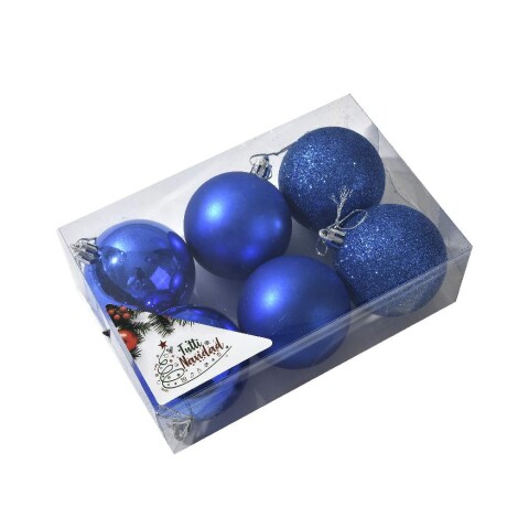 Esfera Metalizada Y Satinada X 6 Unidades X 6cm Azul Unica