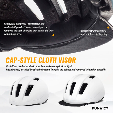Funwict - Casco para Ciclismo Urbano FWEA004 - Borde de Vicera y Tiras Dobles Reflectantes. Ajustabl 001