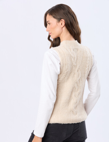 CHALECO TEJIDO DE ABRIGO Beige