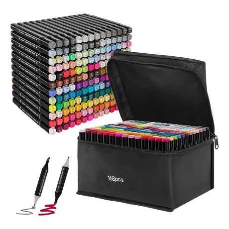 Set Marcadores Colores Doble Punta 168 Piezas 001