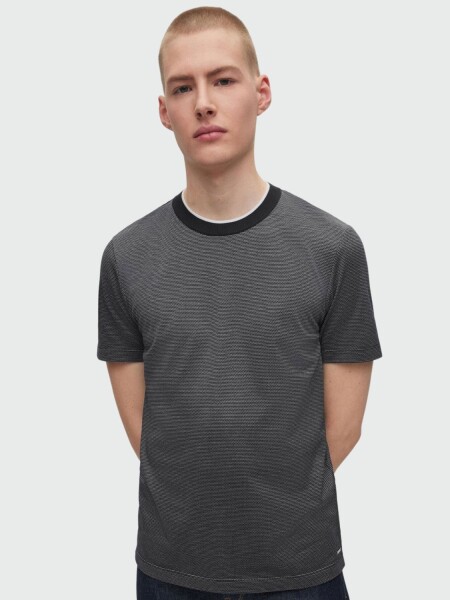 BOSS -Remera de algodón y seda slim fit, T-Tribel 66 0