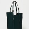 Shopper The Icon en cuero charol arrugado Verde