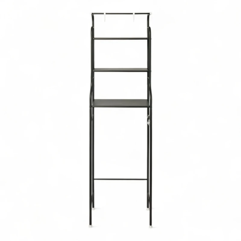 Mueble Metal Organizador Rack Sobre Inodoro tres estantes Negro