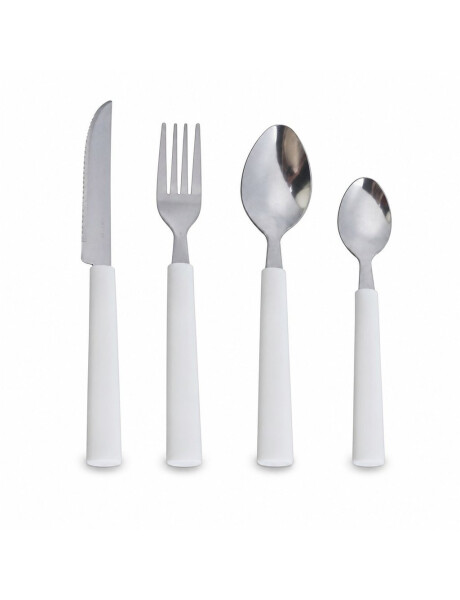 JUEGO DE CUBIERTOS 16PZAS MANGO PLASTICO BLANCO JUEGO DE CUBIERTOS 16PZAS MANGO PLASTICO BLANCO