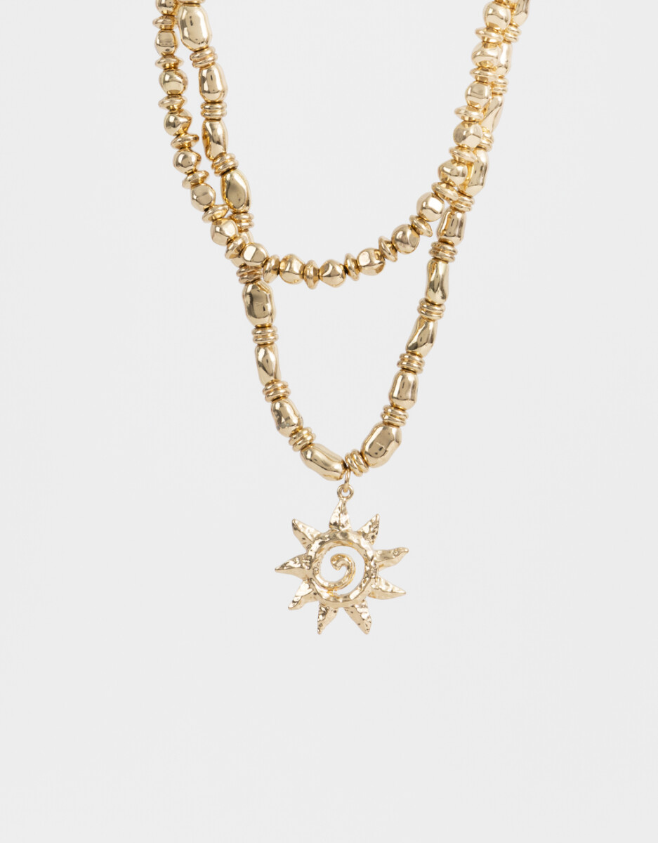 Collar Corto Metal Sun And Spirals 
