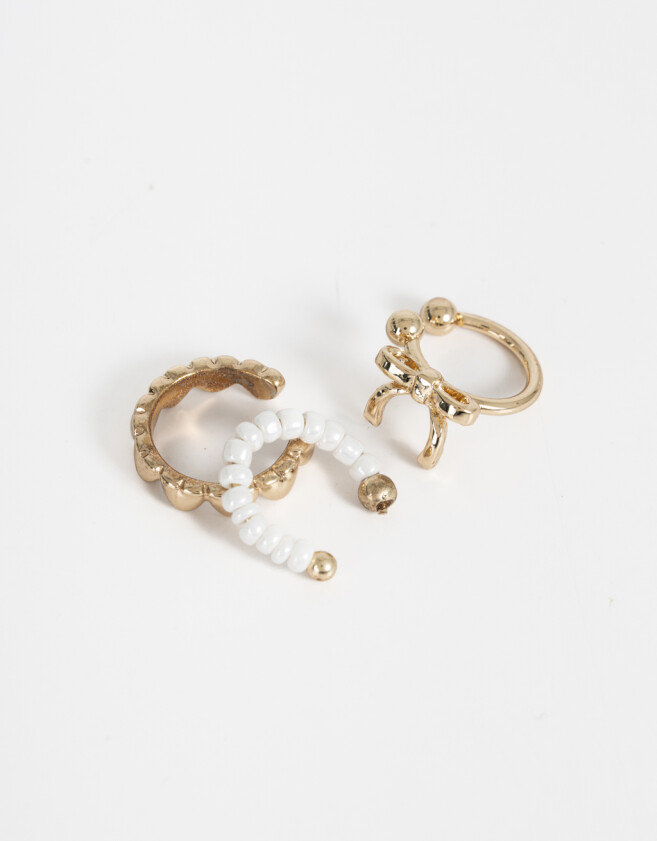 Bijou Cuff Con perlas Set De Earcuffs - Dorado