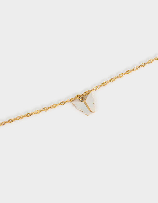 Cadena Corta con Dije Premium Silver Cadena Corta Con Dije Mariposa - Dorado