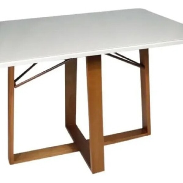 Mesa Comedor ComboHome Elma 120x80Cm Reforzada Madera Vidrio Blanco 1