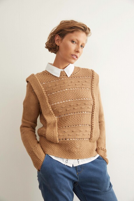 Sweater con estructuras tostado melange