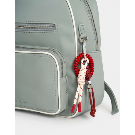 Mochila Cuerina Azul Gris Medio