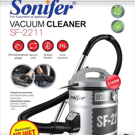 Aspiradora Sonifer Domestica 2100 W Capacidad 21 Litros Aspiradora Sonifer Domestica 2100 W Capacidad 21 Litros