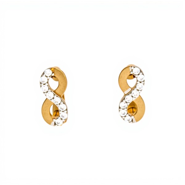 Caravanas aros infinitos oro- Oro bajo - Zirconia - CA8182 conpiedra