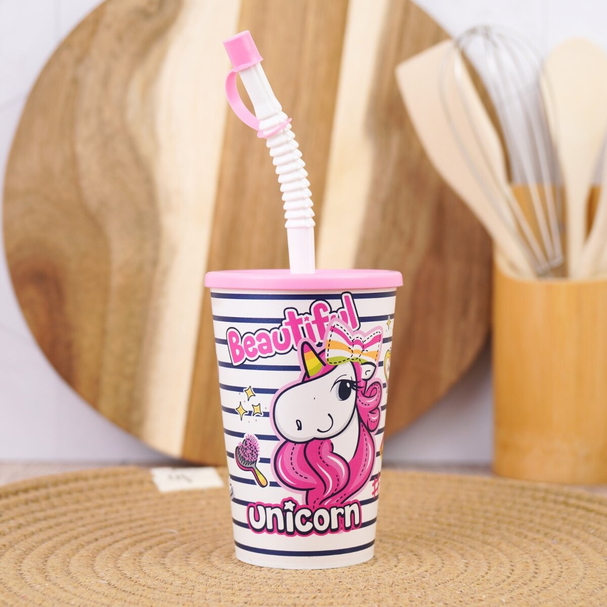 Vaso con sorbito flexible Herevin 340cc 