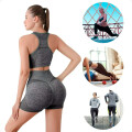 Conjunto Deportivo Short Levanta GlÃºteos Push Up MÃ¡s Top Gris