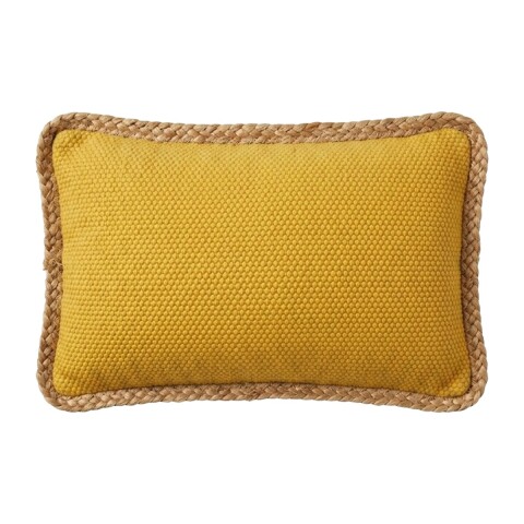 COJIN RECT MOSTAZA C/BORDE YUTE 30X50CM Unica