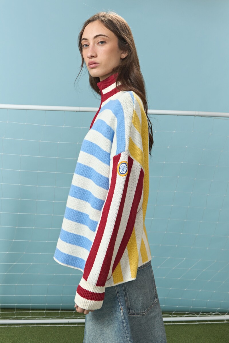 PREVENTA Sweater de algodón rayado multicolor