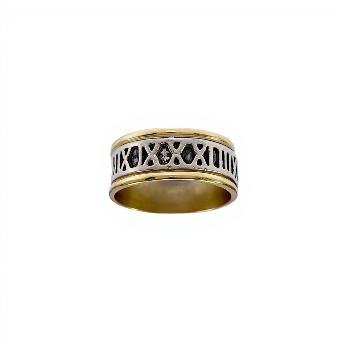 Anillo números romanos-Plata y Oro-Sin Piedra-AN5940 - sinpiedra 