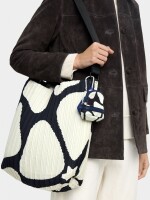 Bolso De Hombro De Nylon Estampado Con Pliegues blanco