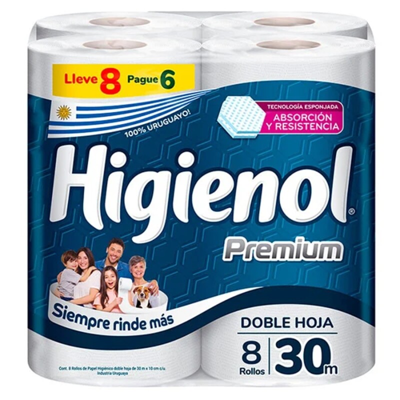 Papel Higiénico Higienol Premium 30 Mts. 8 Uds. Papel Higiénico Higienol Premium 30 Mts. 8 Uds.
