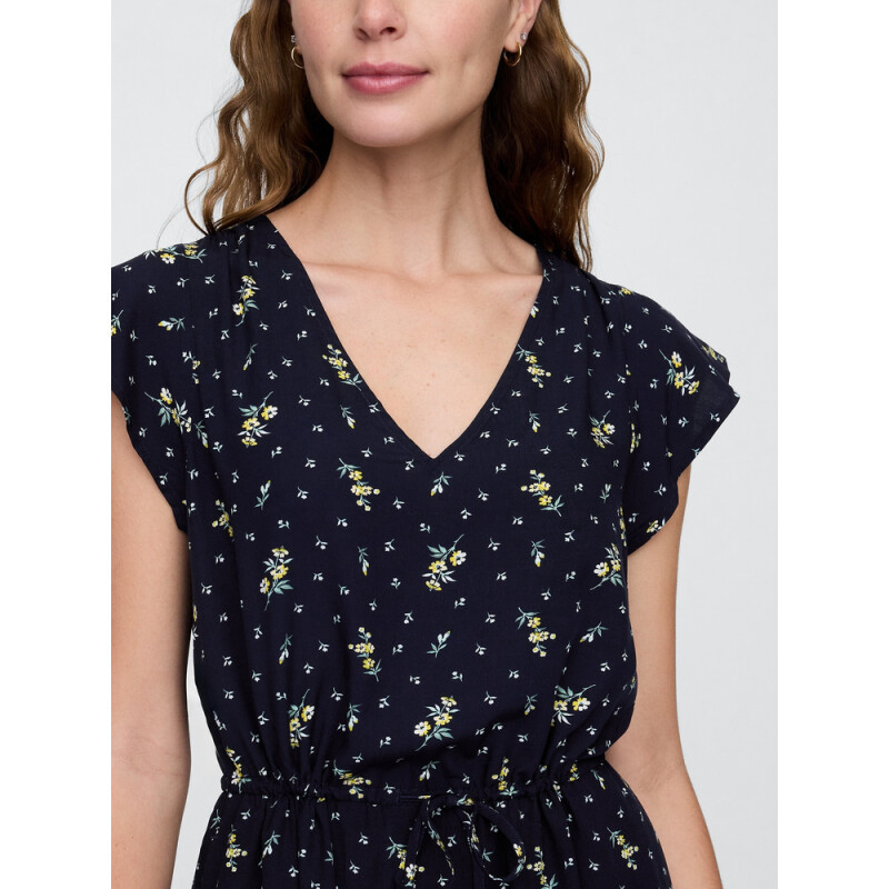 V-OPP SS TIE WAIST MINI BLUE FLORAL