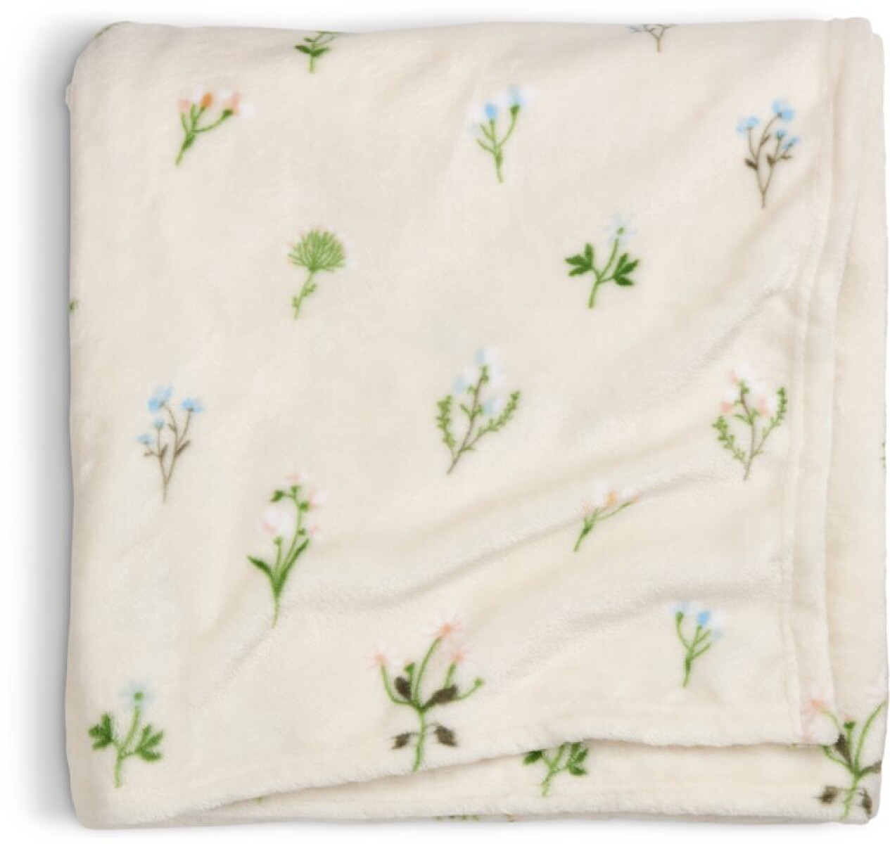 Manta throw ENGSOLEI 130x170 fleece blanco/verde 
