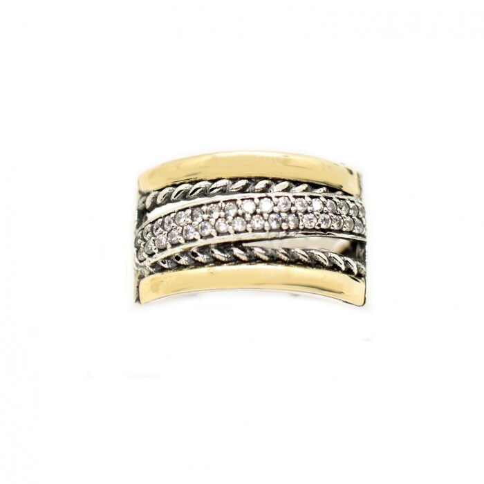 Anillo en Oro y Plata 925 con Zirconias Anillo en Oro y Plata 925 con Zirconias