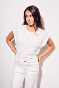 Remera M/corta Texturada Algodón Nacar