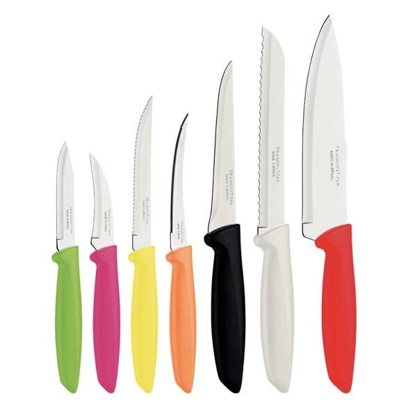 Juego de 7 cuchillos con mango de colores "Plenus" -TRAMONTINA TN9708