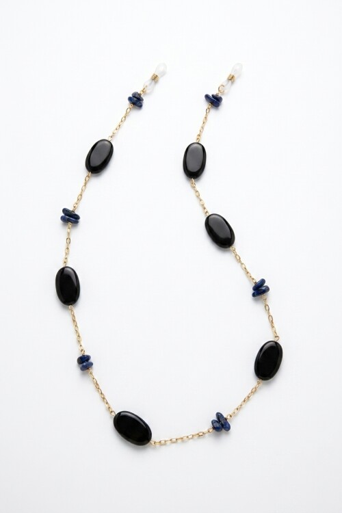 Correa para lentes cadena piedras acrílico negro