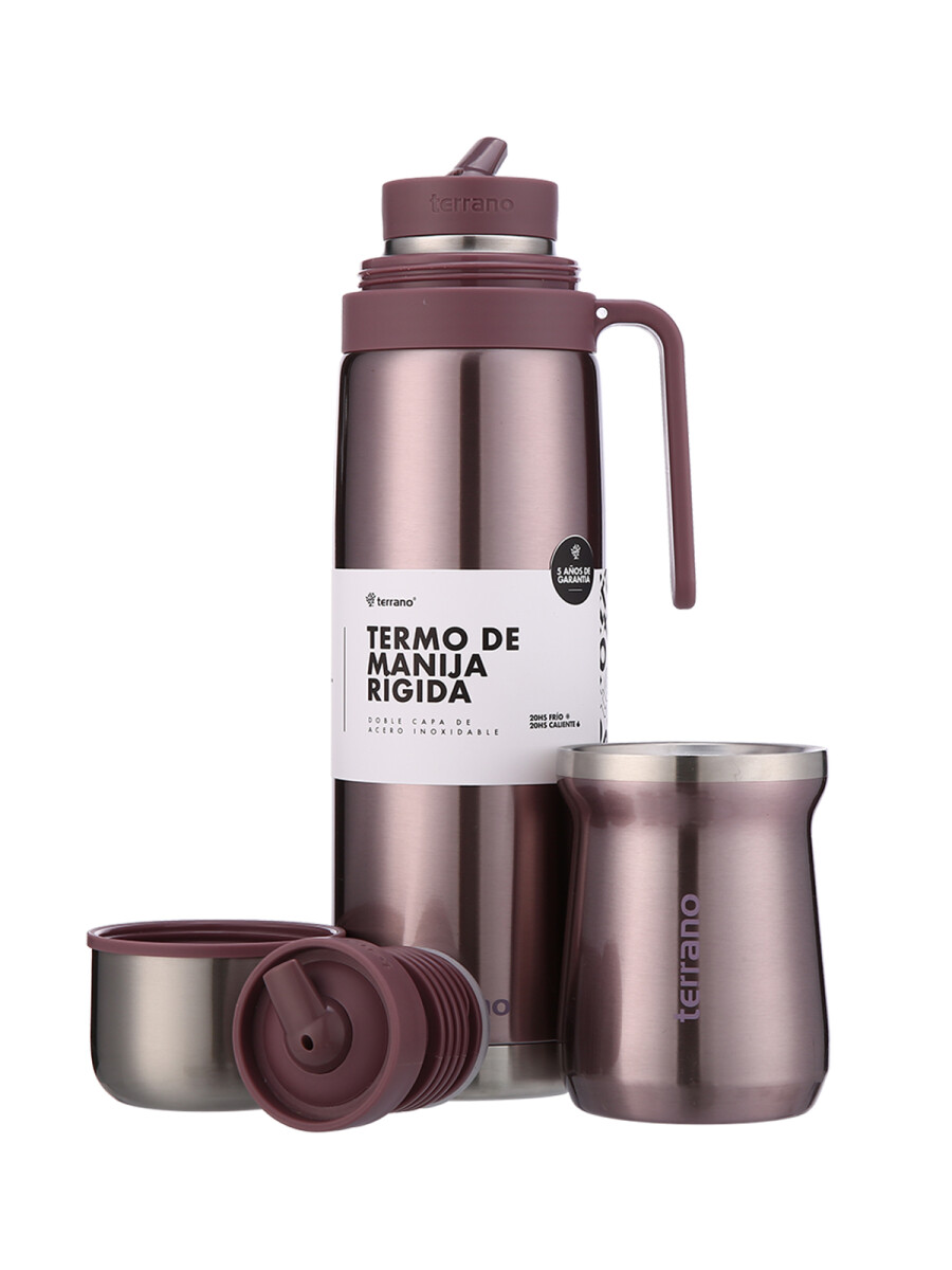 Termo Manija Rigida + Mate Acero inox. - Lila Metalizado 