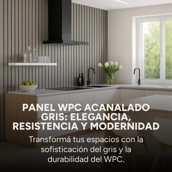 Pack x100 Wpc Simil Madera Wall Panel Lambrin 2.90m x 16.7cm Color Gris Oscuro