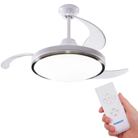 Ventilador de Techo Peabody VTR42 Retráctil Luz Led BLANCO