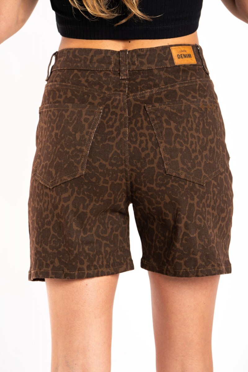 Short Animal Print Marron