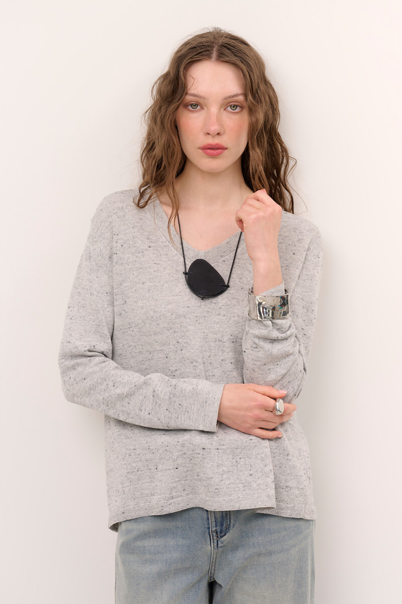 SWEATER V BOUTONE GRIS