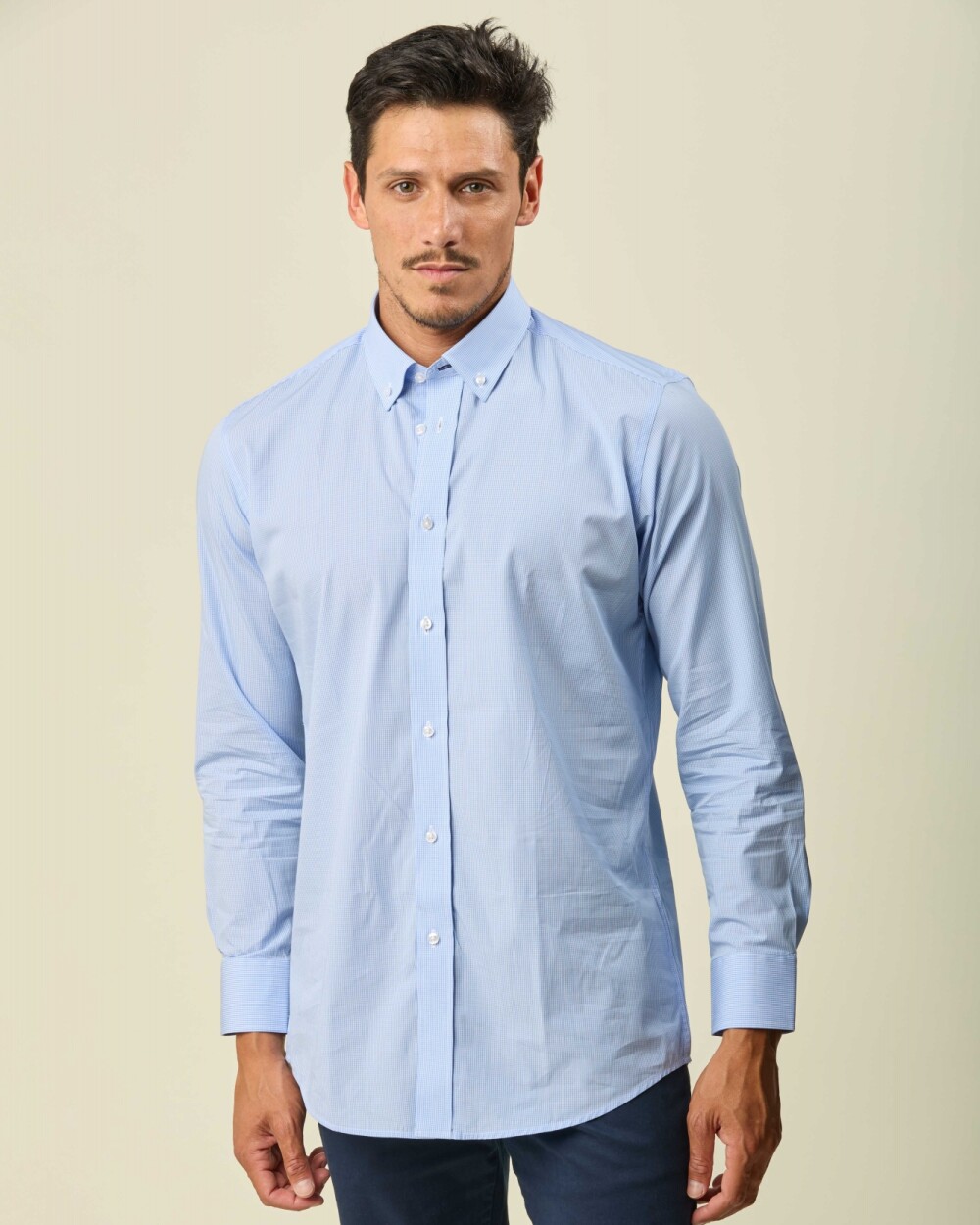 Camisa Sport Algodón Manga Larga Celeste Claro Fantasía