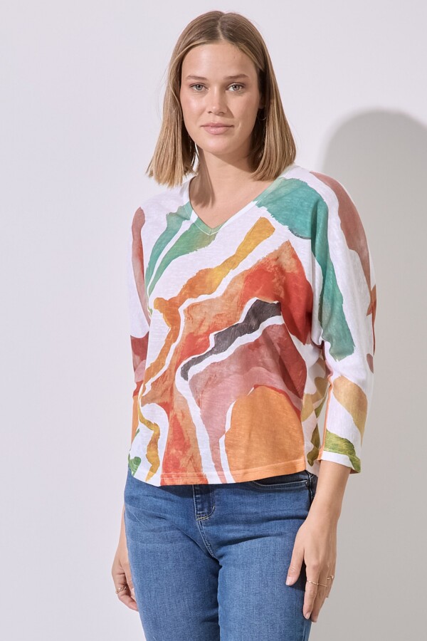 Blusa Tejido Printed MULTI/TOSTADO