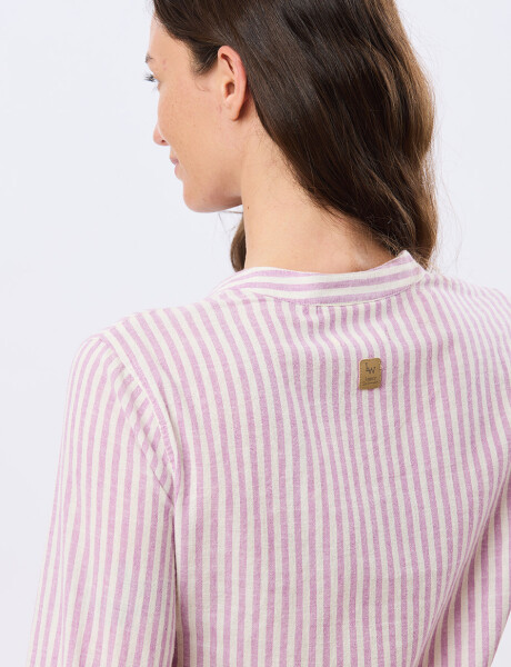 CAMISA DE LINO CUELLO MAO Lila Oscuro
