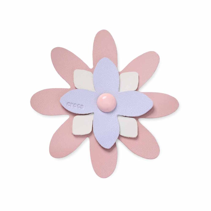 Jibbitz Faux Leather Pink Flower Multicolor