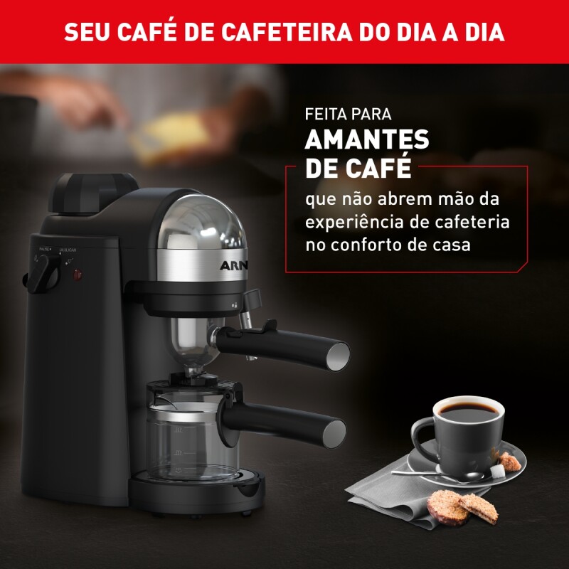 Cafetera Espresso Arno | Con boquilla de vapor | Color negro. Cafetera Espresso Arno | Con boquilla de vapor | Color negro.