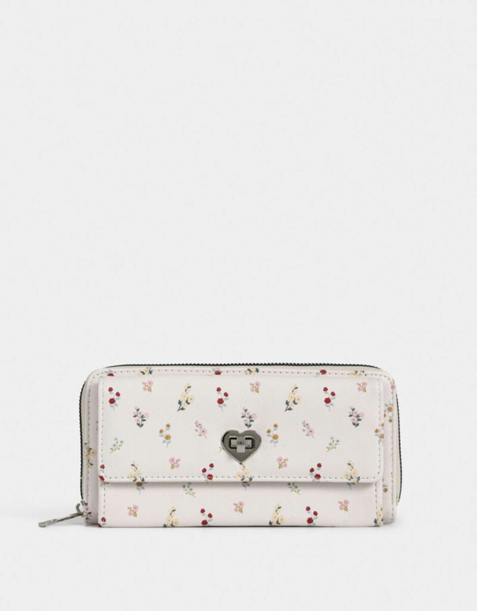 Billetera Fichero Chocolate - Estampado Flores 