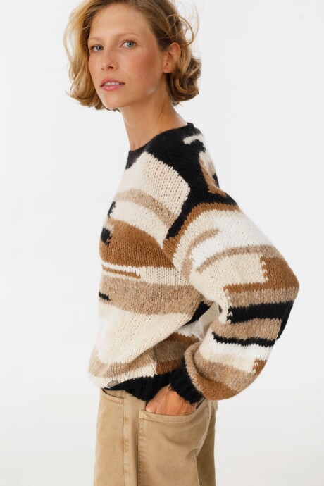 Sweater Lego Camel/Beige/Negro