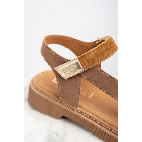 Sandalia Cuero Combinada Marrón