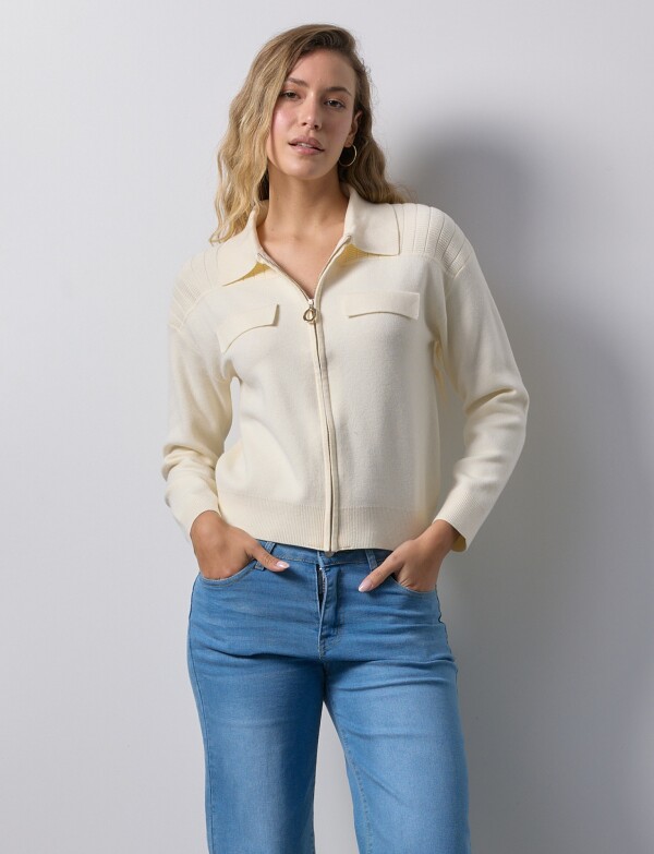 Cardigan Zip BEIGE CLARO
