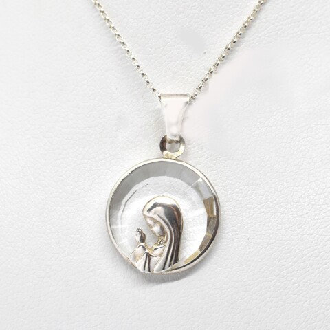 Cadena de Plata 925 con Medalla de Plata 925 y Cristal Virgen Cadena de Plata 925 con Medalla de Plata 925 y Cristal Virgen