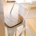 Banqueta Media Tolix Asiento de Madera White