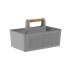 Cesto Organizador con manija de madera Gris