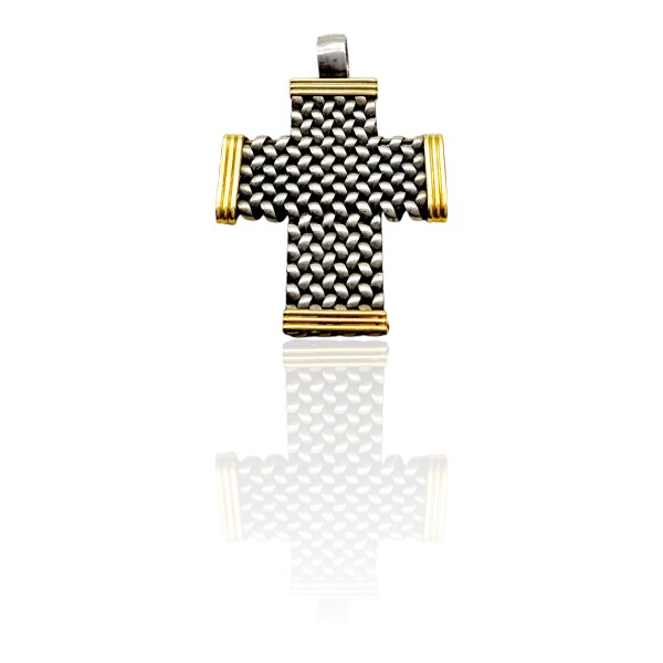 Dije Cruz Panter-Plata y oro- Sin piedra- CP5180 conpiedra
